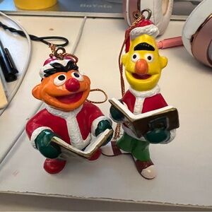 Vintage Bert & Ernie Sesame Street Christmas ornament set